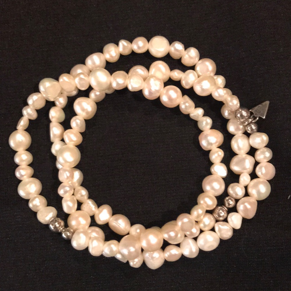 Silpada freshwater pearl, elastic bracelets